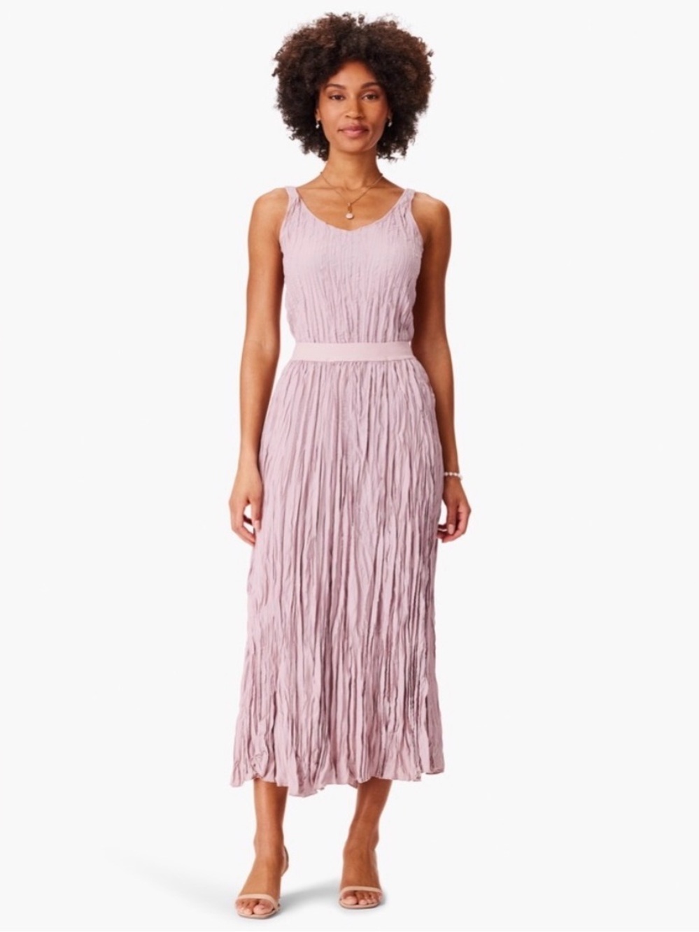 Nic+Zoe NEW Crinkle Crush Midi Skirt in Blushed Khaki, Size L